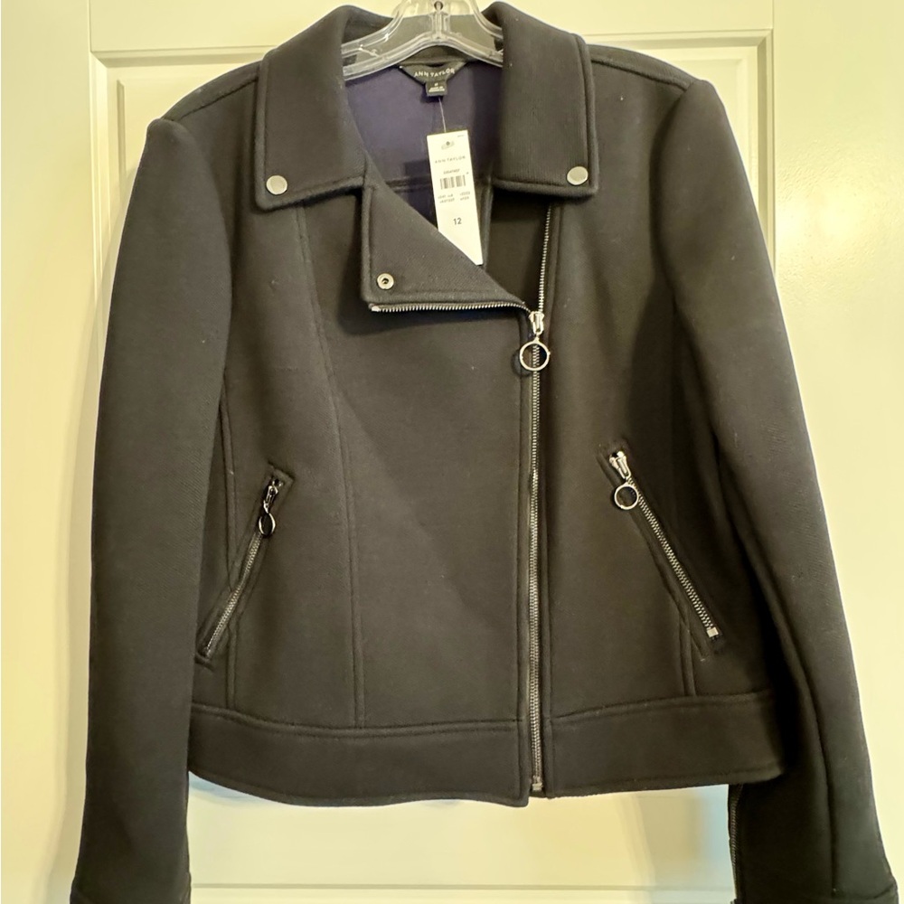 NWT Ann Taylor Black Moto Jacket Women’s Size 12
